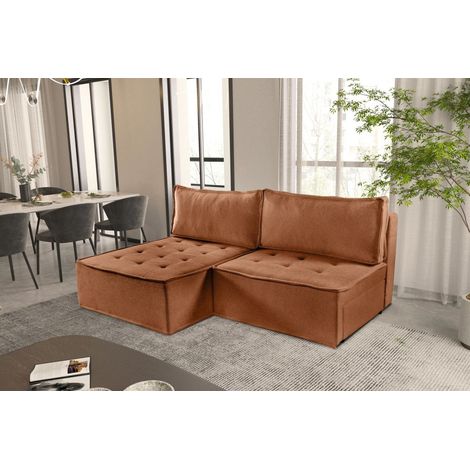 Ecksofa Schlafsofa AMALIA Stoff Raven Rostbraun Ottomane Links (1/5)