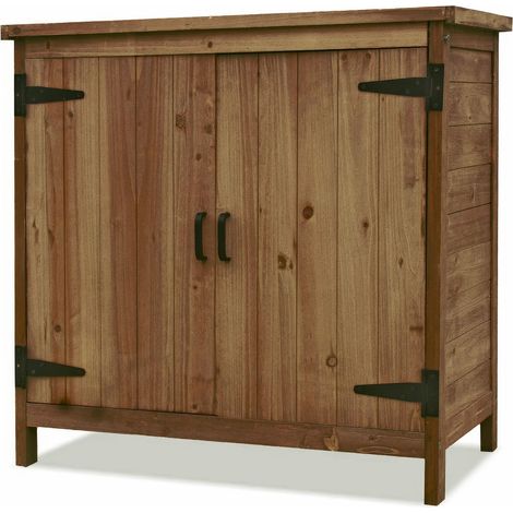 Frankystar – Armoire de jardin en bois de cèdre imprégné – 2 étagères internes – Charnières en métal noir – Traitement antifongique autoclave