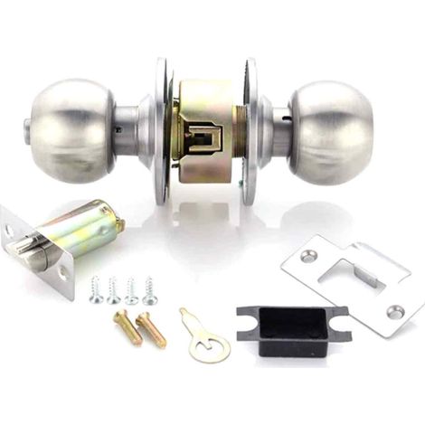 Serrure à bille en cuivre pour porte de chambre, serrure à bille en acier inoxydable, serrure universelle pour porte en bois, serrure à cylindre rond, serrure de salle de bain 587, ponçage (1/5)