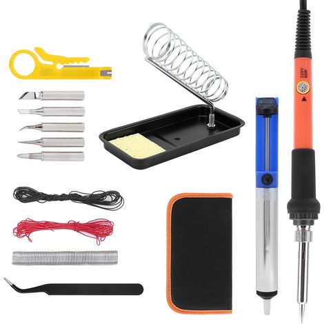 Kit de 15 fers à souder électriques orange, température réglable, outils de soudage 60 W (1/5)