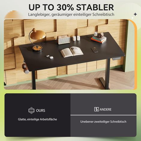 Bureau réglable en hauteur 140 × 70 cm, plateau monobloc, moteur silencieux avec 3 positions mémorisables, bureau ergonomique assis-debout pour le bureau, noir (1/5)