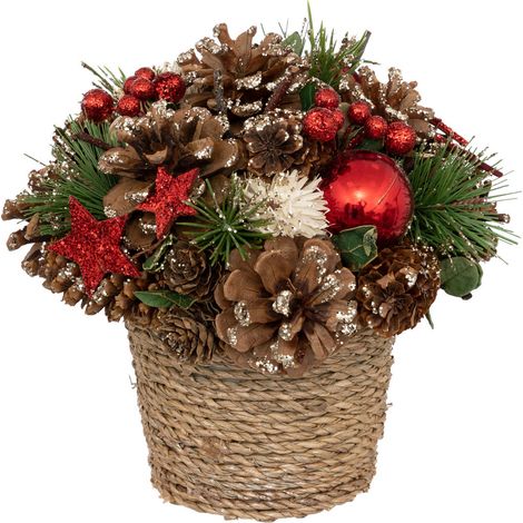 Compo de Noël Rouge et Vert pailleté D 19 cm - Feeric Christmas (1/2)