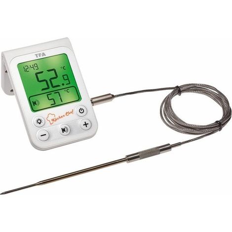 TFA Dostmann 14.1510.02 Termometro per Grill Controllo della temperatura, Cavo sensore Frittura, Cibo alla griglia, Cot (1/2)