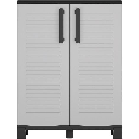 Meuble de rangement 2 portes 2 Etagères Gris 68 x 37 x 90cm Armoire de rangement basse (1/5)