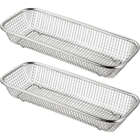 Lot de 2 égouttoirs à couverts en acier inoxydable pour baguettes et fourchettes, panier d'égouttage en maille pour ustensiles de cuisine-AquaForge (1/2)