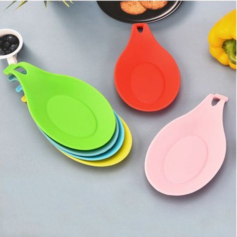 Porte-cuillères multifonctionnel en silicone, 5 pièces, très résistant à la chaleur, adapté aux cuisines et salles à manger. (1/5)