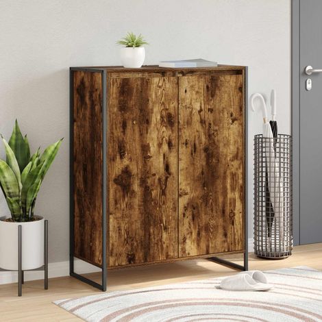 vidaXL Mobile per scarpe con porta Quercia Fumosa 79 x 36 x 100