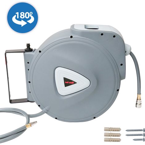Wolketon Avvolgitubo automatico per tubo dell’aria compressa – Supporto a parete girevole, uso professionale