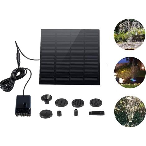 1,5-W-Solar-Gartenbrunnen, 6 Wasserstrahlen, Schwimmpumpe, ideal für Gartenteiche und Vogeltränken (Strahlhöhe 85 cm)