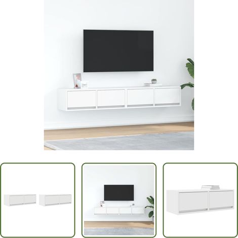 Armoire tv - Meubles TV 2 pcs blanc 80x31x25,5 cm bois d'ingénierie (1/5)