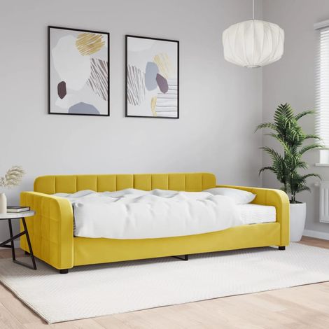 Sofá cama con colchón terciopelo amarillo 100x200 cm vidaXL (1/5)