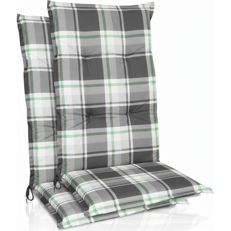 2er Set Hochlehner Auflagen Set 120x50cm Polster Mintgrün Kariert