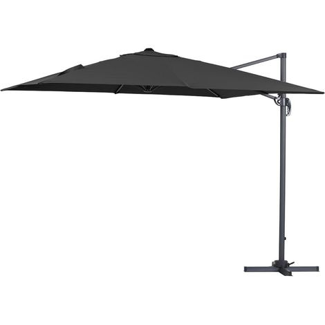 Habitat Et Jardin – Parasol déporté en aluminium 3 x 3 m – Toile polyester anti-UV 220 g/m² – Hauteur 250 cm – Socle inclus (1/4)