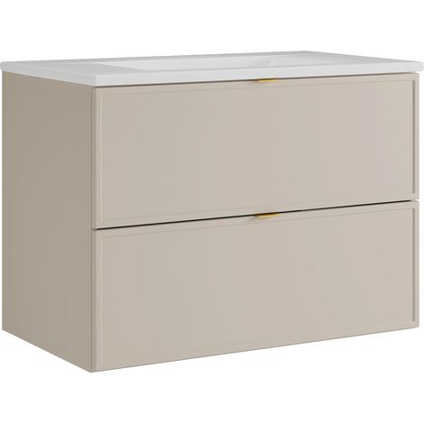 Mobile bagno sospeso con lavabo da incasso Beige 80 cm - ONDIL (1/5)