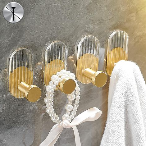 Wandmontierte Garderobenhaken - Set mit 4 dekorativen goldenen Garderobenhaken für Jacken, Schals, Taschen, Rucksäcke, Handtücher usw.
