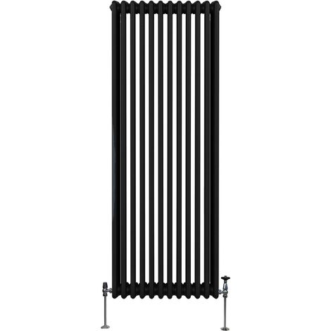 Radiador Tradicional Vertical de 3 columnas 1800mm x 562mm  Negro   Acero  Montado en pared  Kit de fijación y soportes  + Cepillo de limpieza GRATIS  Calefacción estufa calefactor