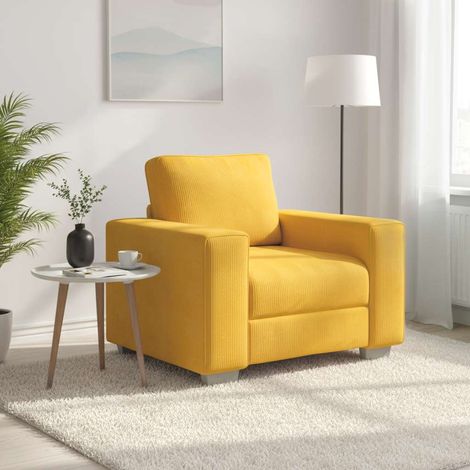 vidaXL Fauteuil/canapé jaune clair 100x77x82 cm en tissu velours côtelé (1/5)