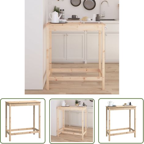 The Living Store Bartisch 100x50x110 cm Massivholz Kiefer - Esstisch - Holzt Tisch - Bartisch - Kiefernholz - Wohnzimmer Möbel (1/5)