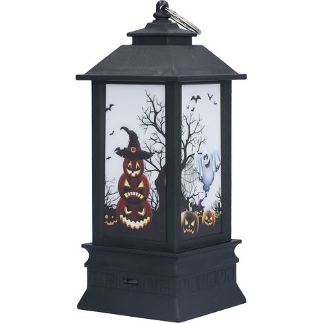 Farol De Halloween - Calabaza Y Fantasma - Luz Nocturna Led Con Efecto Llama - Para Interior - 19x8x8 Cm - 30 Lm - 0.8 W (1/5)