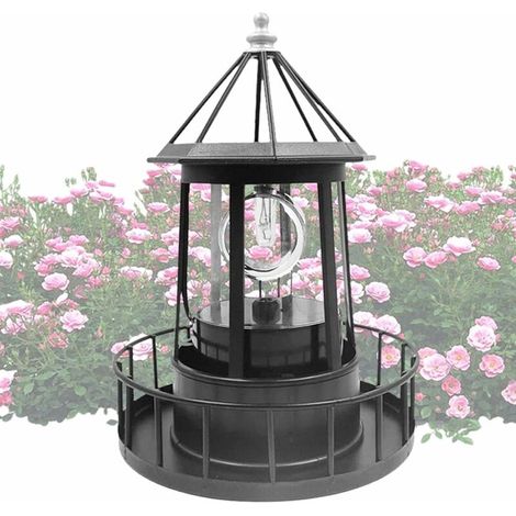 Faro solare per giardino - Decorazioni a forma di faro per cortile, luce LED girevole a 360 gradi impermeabile, decorazioni per la casa per ornamenti paesaggistici, lampada da prato