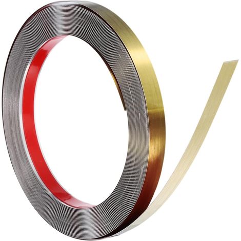 Moulure Murale En Acier Inoxydable, 10 m x 15 mm Bande Décorative Métallique Autocollante Pour Bordure De Miroir Carrelage Mur Plafond, Or Brossé (1/5)