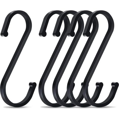 5 x 86 mm Aluminium-S-Haken, multifunktional, für Küche und Bad (Schwarz) (1/4)