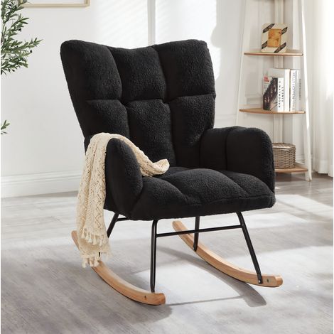Sillón balancín de poliéster gris oscuro 69 x 89 x 101 cm OKMYHOME (1/5)