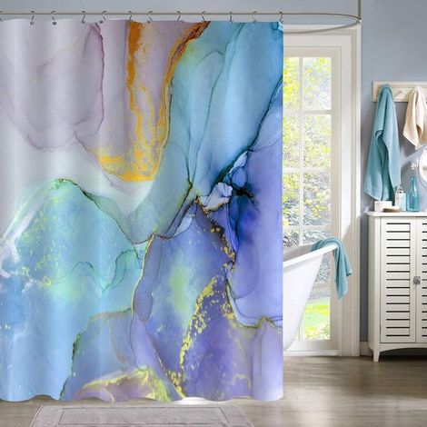 Duschvorhang Schimmelresistenter Duschvorhang Bunter Marmor Duschvorhang Waschbares Polyester Wasserdicht für Badezimmer und Badewanne 180 x 200 (1/5)