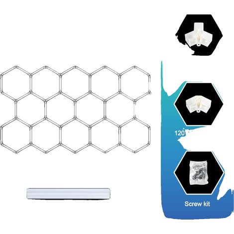 Lámpara LED para garaje, de bajo consumo, diseño hexagonal tipo panal, sin marco de 14 orificios. (1/2)
