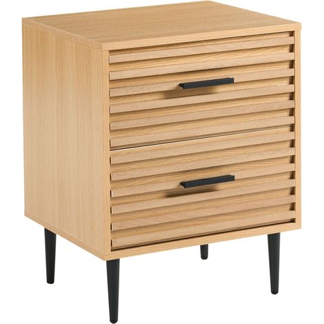 Nachttisch mit 2 Schubladen KEITH Hellbraun