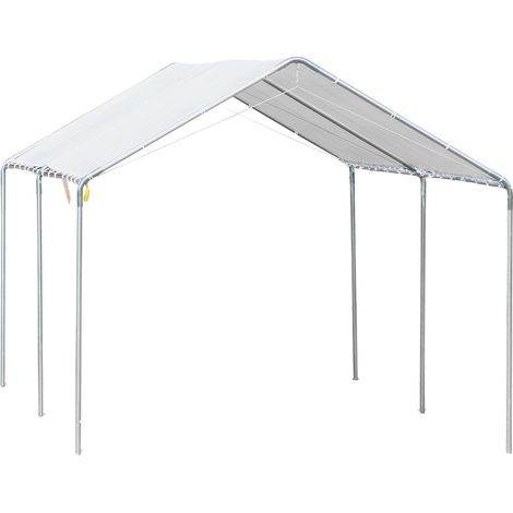 Tendalino per auto in acciaio zincato con kit di ancoraggio, 5,95x2,94x2,6 m - Bianco