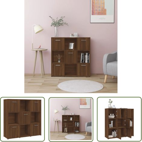 The Living Store Bibliothèque Chêne marron 90x30x90 cm Bois d'ingénierie - Bibliothèque - Meuble De Rangement - Armoire À Livres - Étagère - Décoration Intérieure (1/5)