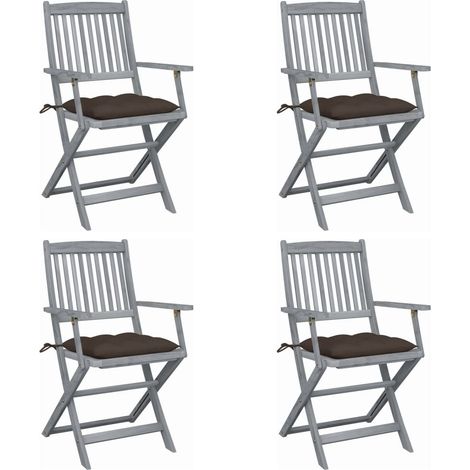 Klappbare Gartenstühle 4 Stk. mit Kissen Massivholz Akazie