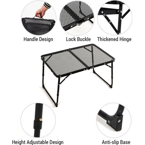 Table pliante de Camping, pique-nique en plein air, plage pliable, grill supérieur en maille (1/5)