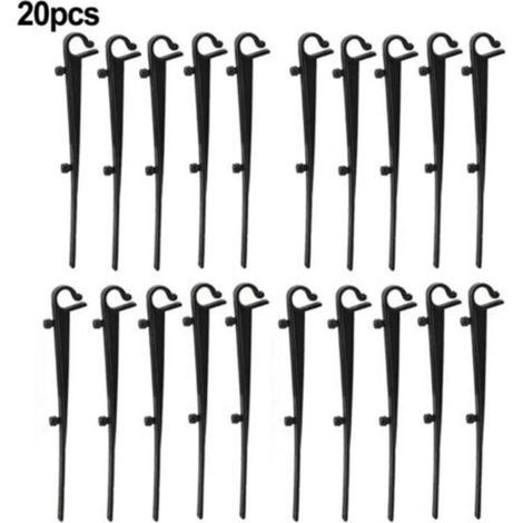 Lot de 20 crochets de fixation pour grillage de protection de gouttière en PP - Longueur 16 cm, entraxe 7,2 cm, noir (1/5)
