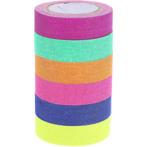 5 rouleaux de ruban adhésif lumineux fluorescent UV en coton pour la décoration de spectacles de lumière et de performances scéniques (couleur aléatoire)-5001.5CM (1/3)