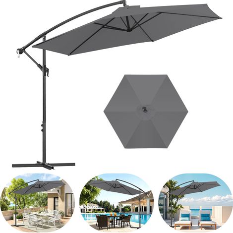 Jiubiaz Sonnenschirm 3m Grau – Moderner Terrassenschirm für Garten & Poolumgebung