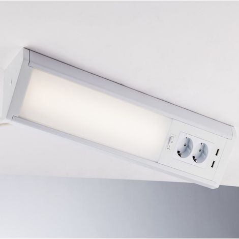 "Sottopensile LED HABILIS bianco 15W luce naturale con presa schuko e USB"