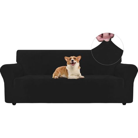 1 Housse de canapé, Velours extensible, Protection animaux, Antidérapant, Salon 3 places (1/5)