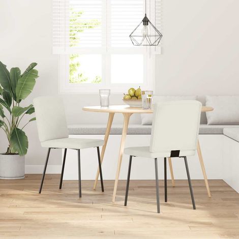 Esszimmerstühle 2 Stk. Creme Samt