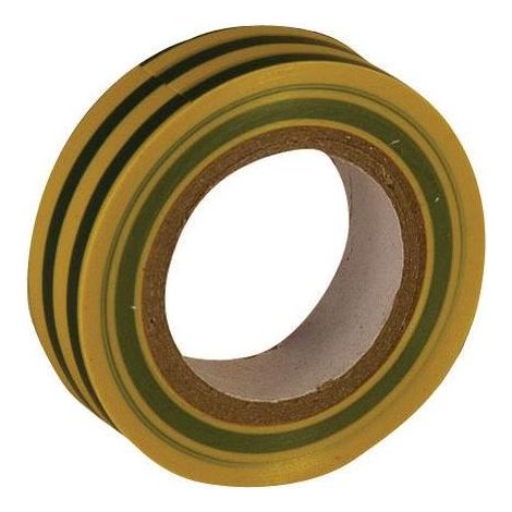 Ruban adhésif isolant vert/jaune en pvc d'usage courant. dimension 15 mm x 10 m (RIS54) (1/2)