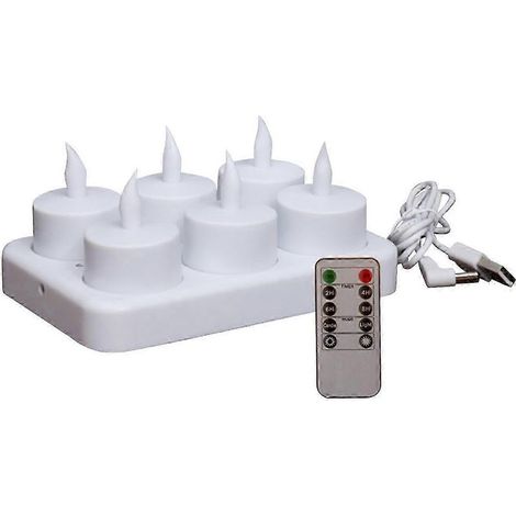 Bougies chauffe-plat rechargeables sans flamme avec télécommande, bougies LED avec minuterie, bougies à piles pour la décoration intérieure (1/5)