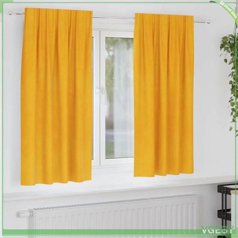 4107274 Rideaux occultants 2 pcs Jaune moutarde 140 x 175 cm Velours (1/5)