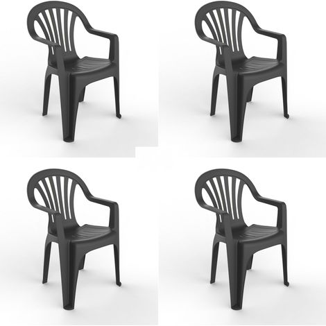 garbar PALS Set 4 Silla Con Brazos Interior, Exterior Antracita