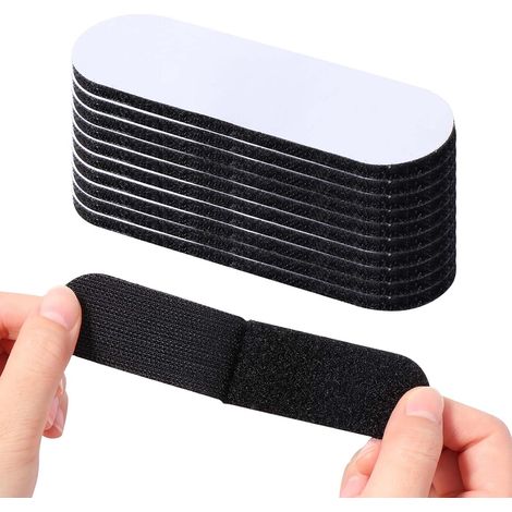 Bandes Velcro résistantes, 20 paires, 3 x 10 cm, auto-adhésives, pour murs, sols, plastique, verre et métal. (1/4)