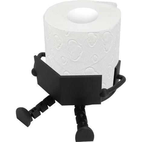 Black Toilet Paper Holder - Practical and decorative toilet paper holder for standard rolls - Fun design and storage