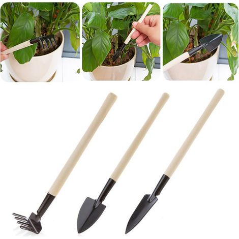 Balkon-Garten-Set: Mini-Schaufel, Rechen, Pflanzwerkzeug für Zimmerpflanzen (1/5)