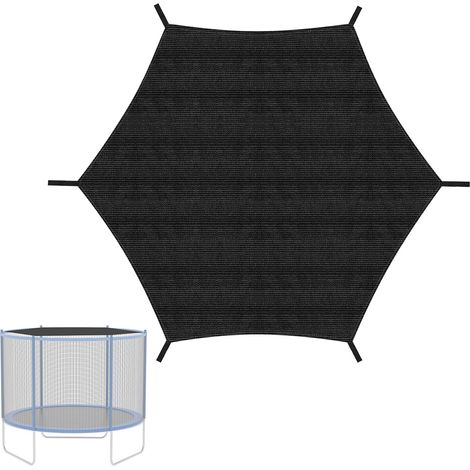 Wolketon Trampolin-Schattenabdeckung Ø 244 cm Schwarz – Reißfest & UV-beständig, Sommer-Markise für rundes Trampolin mit 6 Stangen