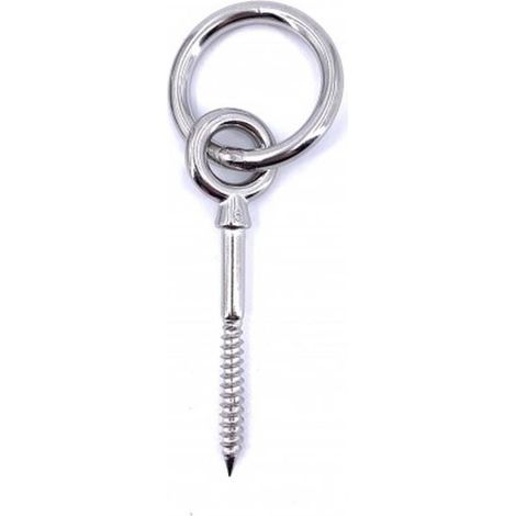 5 Pitons à Oeil Filetage Bois avec Anneaux Articulés 8 x 80 mm - Inox A4 - D-Work