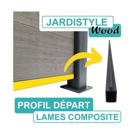 Cloture & Jardin – Profil de départ aluminium pour clôture composite – Longueur 180 cm – Hauteur 18 cm – Couleur gris anthracite – Épaisseur 1.8 cm (1/4)